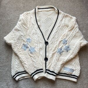 Taylor Swift Cream Cardigan with Gray Stars